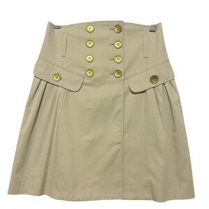 Burberry London Light Khaki High-Waist Pleated Mini Skirt Wrap Size IT 36 / US 2